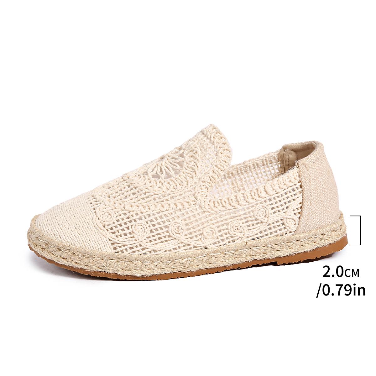 

Fashion Brand Design Crochet Lace Espaddrilles Women Elegant Flat Linen Net Loafers Ladies Summer Breathable Fisherman Moccasins Shoes 36