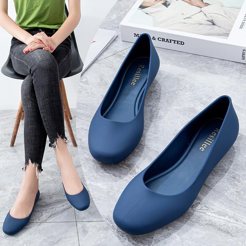 

Женские водонепроницаемые сандалии-желе однотонного цвета, лето 2023 года — толстая подошва, неглубокий вырез, закрытый носок. 39