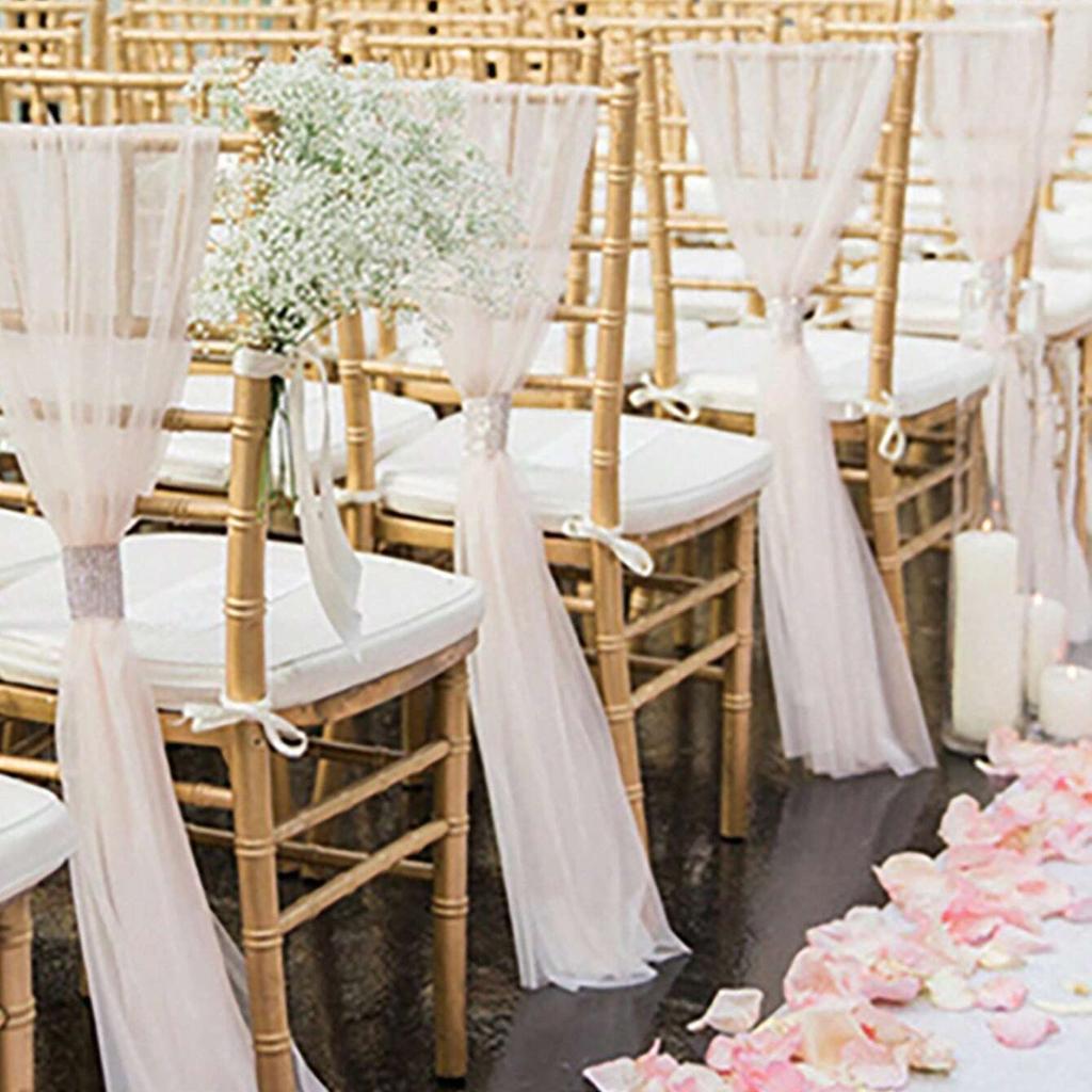 Chiffon Chair Sash Wedding Party Supplies Wedding Aisle Decorations Party Banquet Event Baby Shower Chair Decor Party Decoration