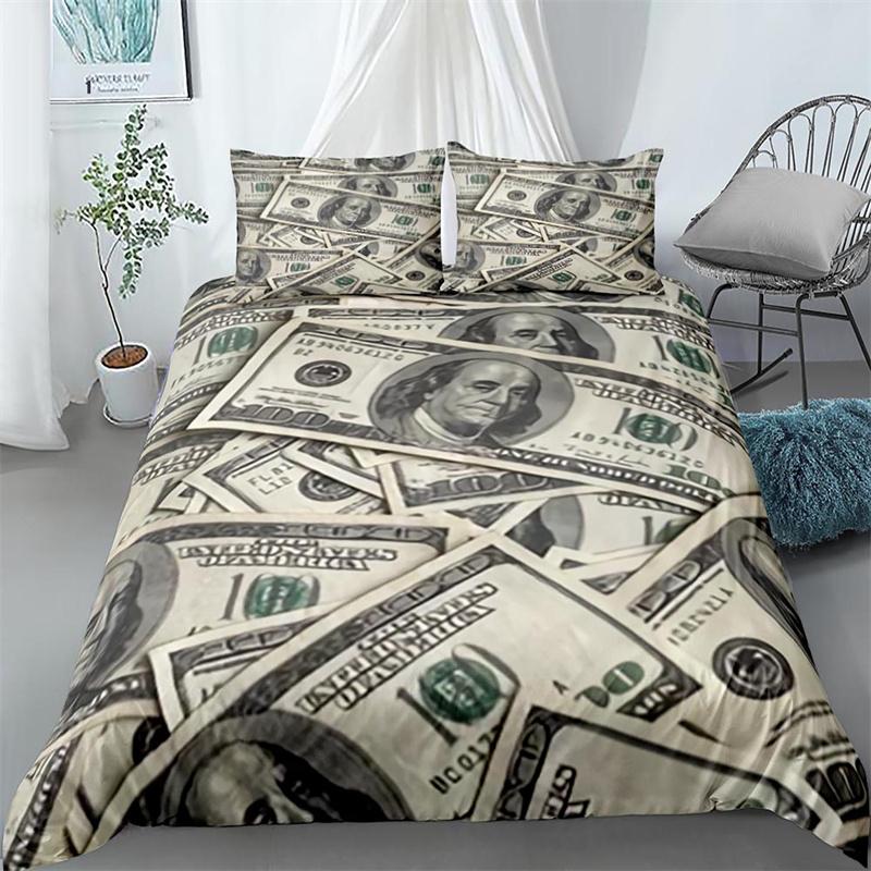 Money Duvet Cover Set,Dollar Bills Of United States Federal Reserve The Ben Franklin Portrait,Bedding Set 2/3pcs,California King