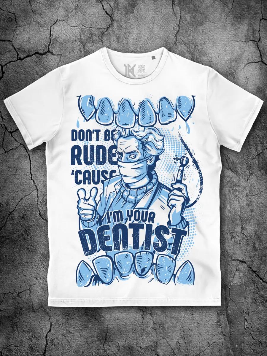 Printed white T-shirt for a doctor for a dentist 4XL