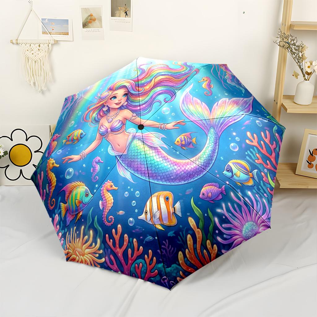 Sharks in Blue Circle Compact Travel Automatic Umbrella Folding Umbrella with 8 Ribs Lightweight All Season Travel Compact Folding Umbrella