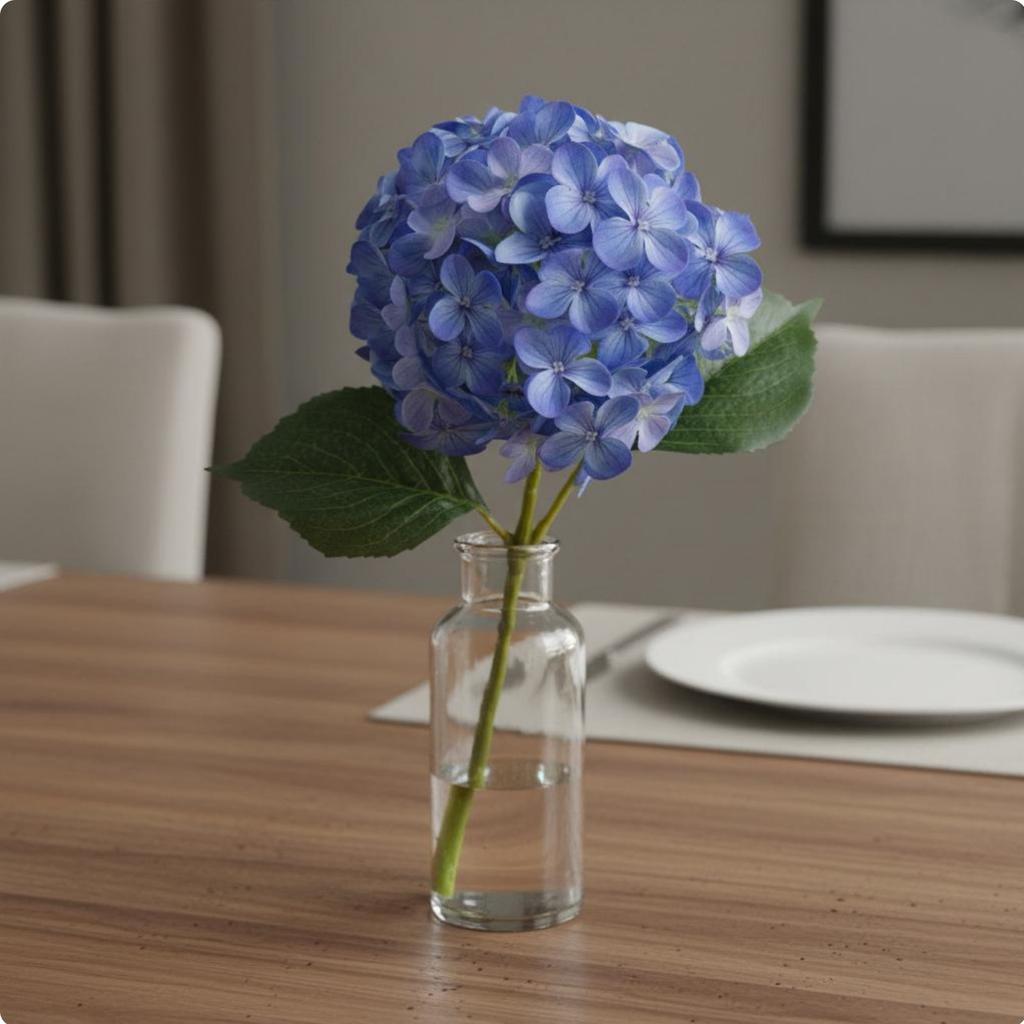 Fake Hydrangea Flower Reusable Artificial Hydrangea Stalk Long Stalk Fake Hydrangeas Real Feel Full Blooms for Table Centerpiece