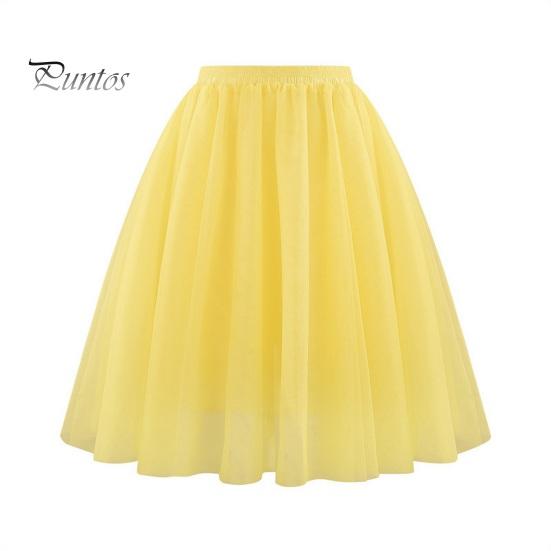

Женская ретро-балетная юбка, эластичная, с высокой талией, 3-слойная фатиновая юбка, танцевальная юбка, карнавальная, косплей, юбка-пачка M жёлтый