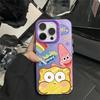 Apple 15pro painted SpongeBob SquarePants 14/13 premium sense 12 colored silver mobile phone case anti-drop hard matte L