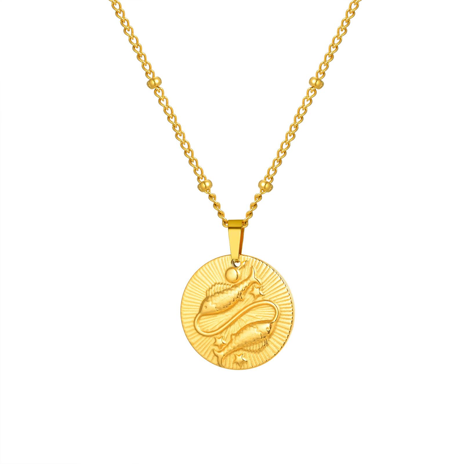 

Vnox Twelve Constellation Pendant Necklace,Stainless Steel Classic Gold Plated No Fade Women Choker,Fashion Jewelry Birthday
