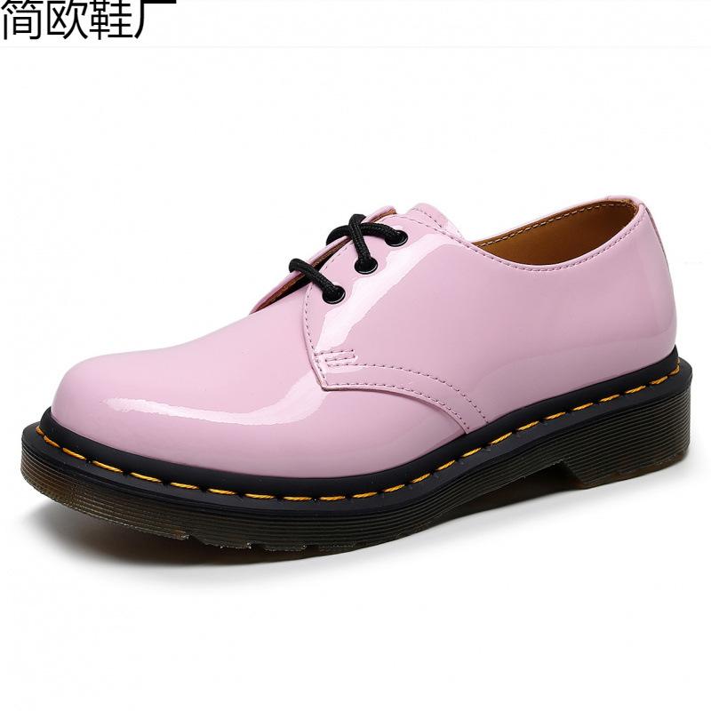 Зеркальные низкие кожаные ботинки женские кожаные розовые короткие ботинки круглая голова мужские и женские парные повседневные рабочие 48 10190₽