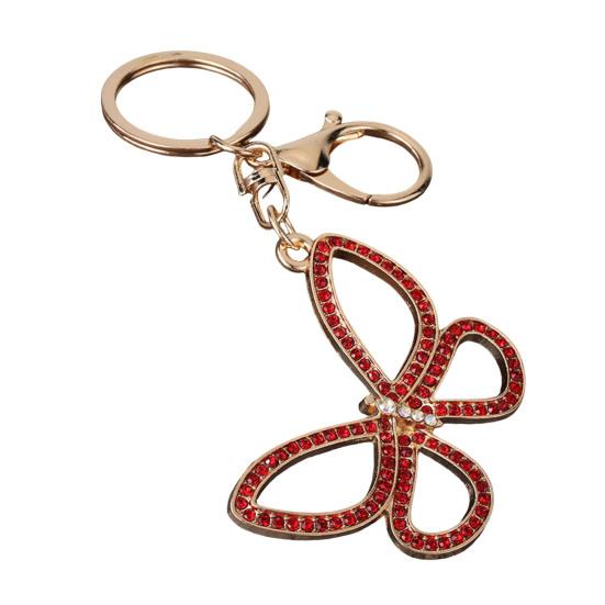 Rhinestone Butterfly Keychain Pendant Lightweight Keychain with Rotating Lobster Clasp Metal