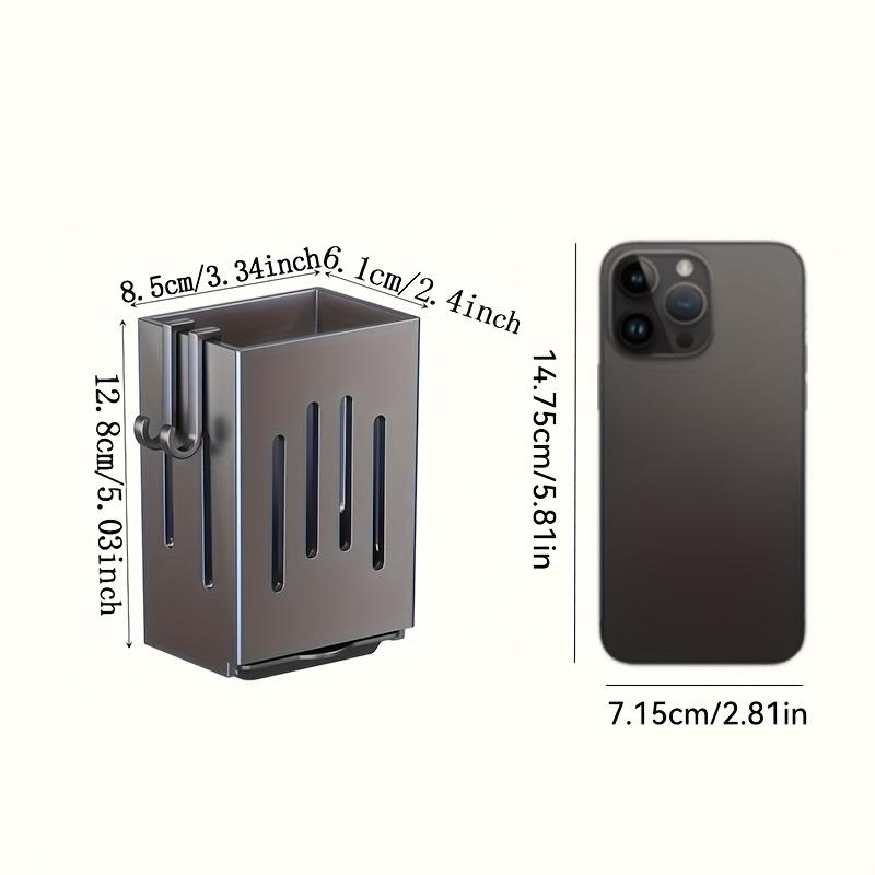 2pcs Wall-Mount Utensil Holder,Design for Chopsticks/Tools,Stackable Organizer with Hooks & Drain Tray, for Kitchen/Dorm Use