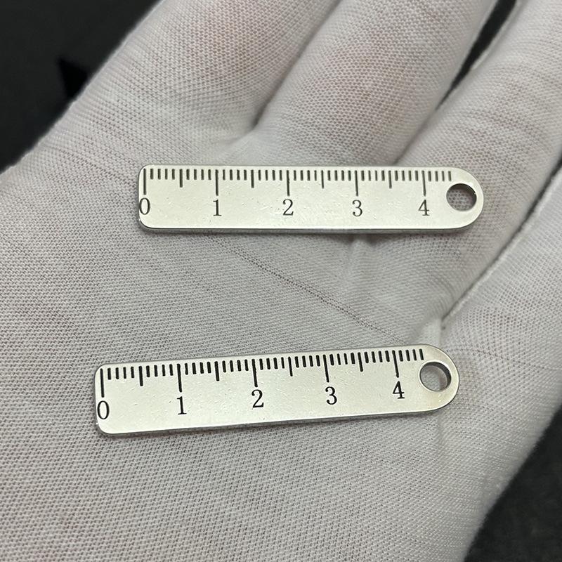 3Pcs 4cm Mini Stainless Steel Ruler Key Chain Creative Key Ring Pendant Portable Ultra Short Ruler Come with Hanging Hole