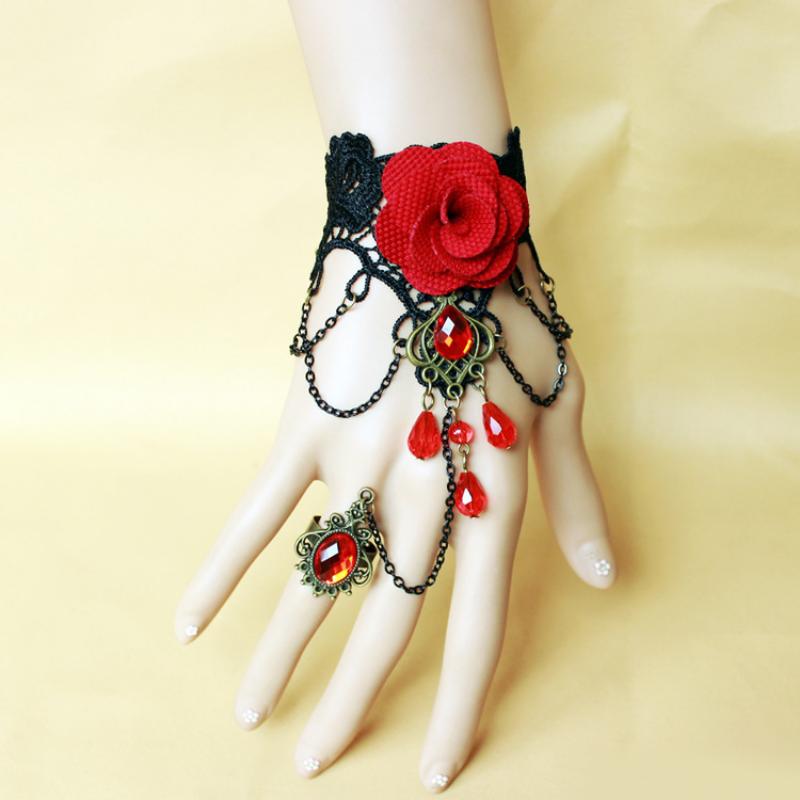 Collares Sexy Gothic Chokers Crystal Gear Chain Black Lace Neck Choker Necklace Vintage  Women Chocker Steampunk Jewelry