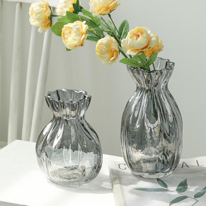 Internet Celebrity Style Transparent Glass Vase for Hydroponic Flower Arrangements - Gypsophila Display for Living Room or Dining Table