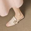 Fashion 2025 New Genuine Leather Mueller Slippers Woman Round Toe Slip-on Casual Shoes Spring Summer Shoes Outdoors Walk Shoes Woman