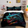 Neon Dragon Head Artwork Bedding Duvet Cover Set  (1*Duvet Cover 2*Pillowcases, Without Duvet Insert)