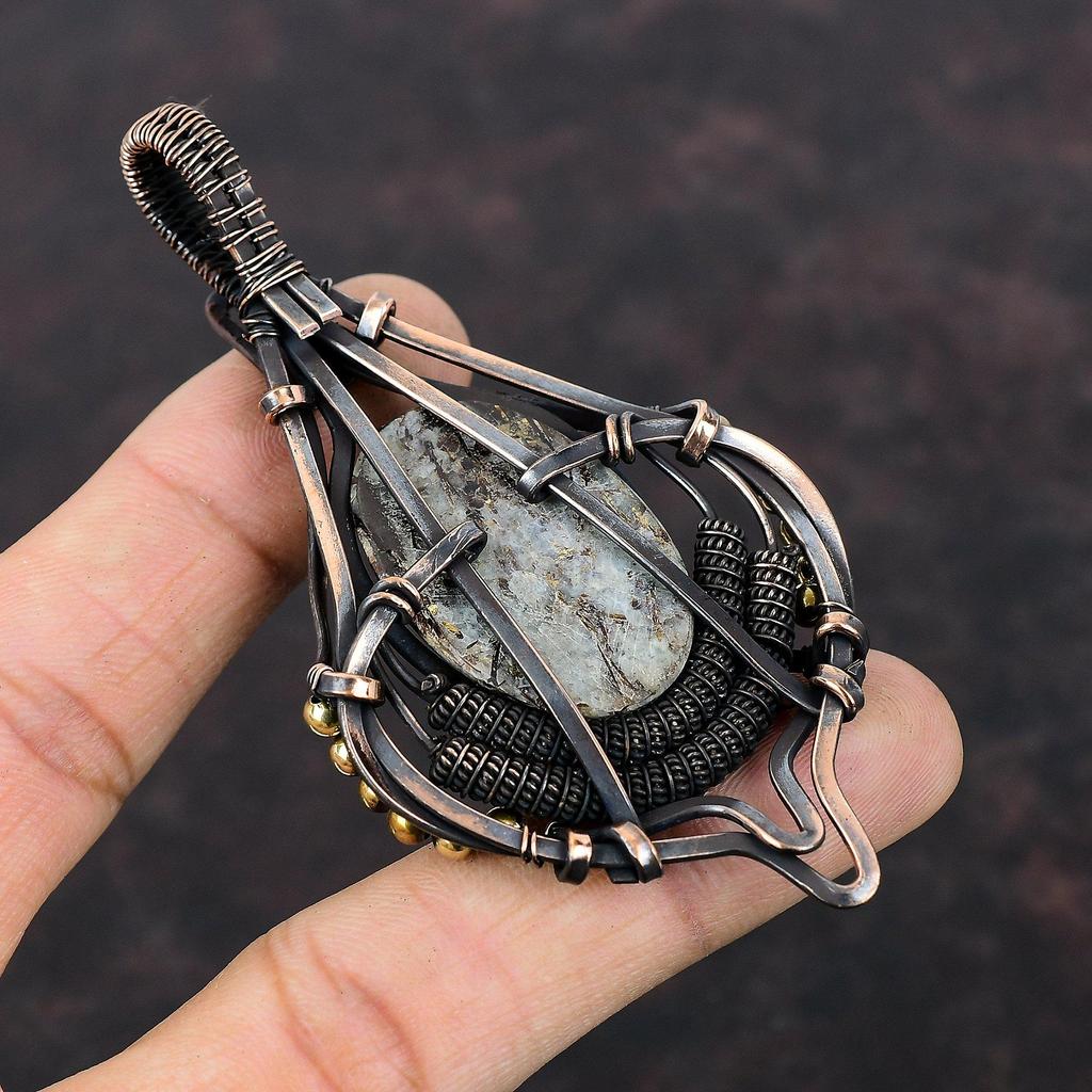 Astrophyllite Pendant Copper Wire Wrapped Gemstone Pendant Astrophyllite Jewelry Handmade Pendant Copper Wire Wrapped Jewelry Gift For Mom