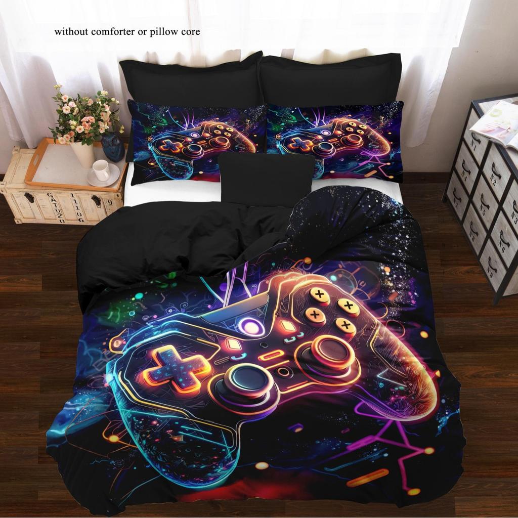 Space Gamepad 3D Digital Printing Three-Piece Set To Map Custom Student Bedding Quilt Cover