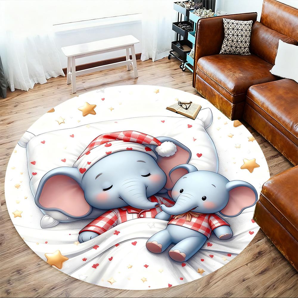 1pc elephant pajamas Round Chair mat Area Rug - Non-Slip, Floor Mat for Office, Bedroom, and Indoor Decor c1118248