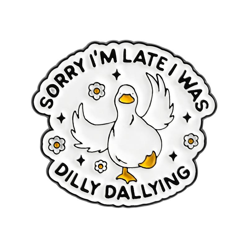 You’re Ducking Awesome Enamel Pin Sorry I’m Late I Was Dilly Dallying Duck Pun Strawberry Cute Brooch Lapel Badge Jewelry Gifts