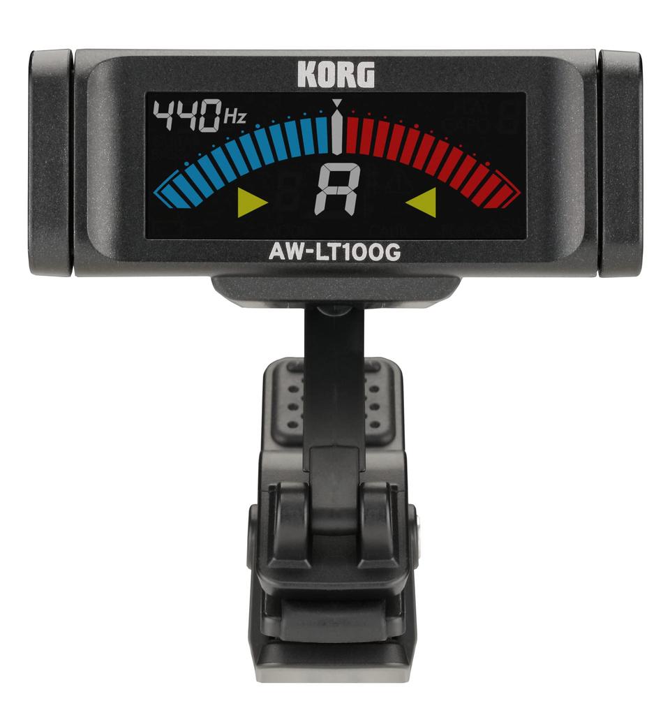 KORG AW-LT100G Clip-on Guitar Tuner with 100-Hour Battery Life, ±0.1 Cent Accuracy, Color Display, Strobe Tuning, 1 AAA Battery, Lightweight and