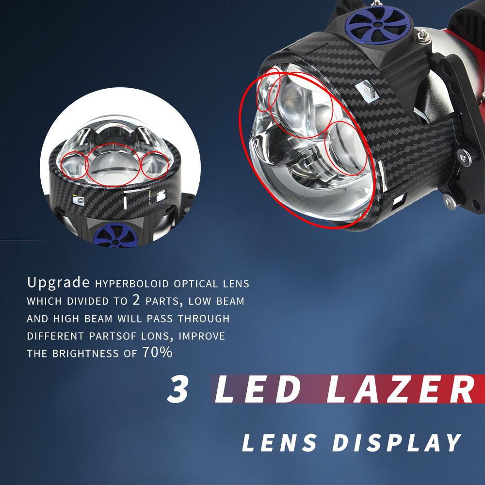 Tri-Direct Bifocal Lens Lossless 3-Inch Lens Laser Type Enhanced 80W Small Sunlight H4 H7 H11