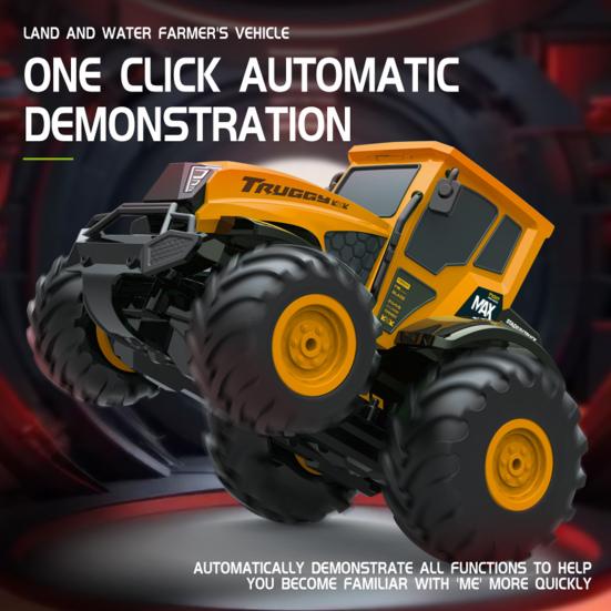 Remote Control Amphibious Off-road Car 4WD Kids Electric 2.4GHz RC Stunt Truck Rechargeable Toddlers All-terrain Crawler Vehicle Toy