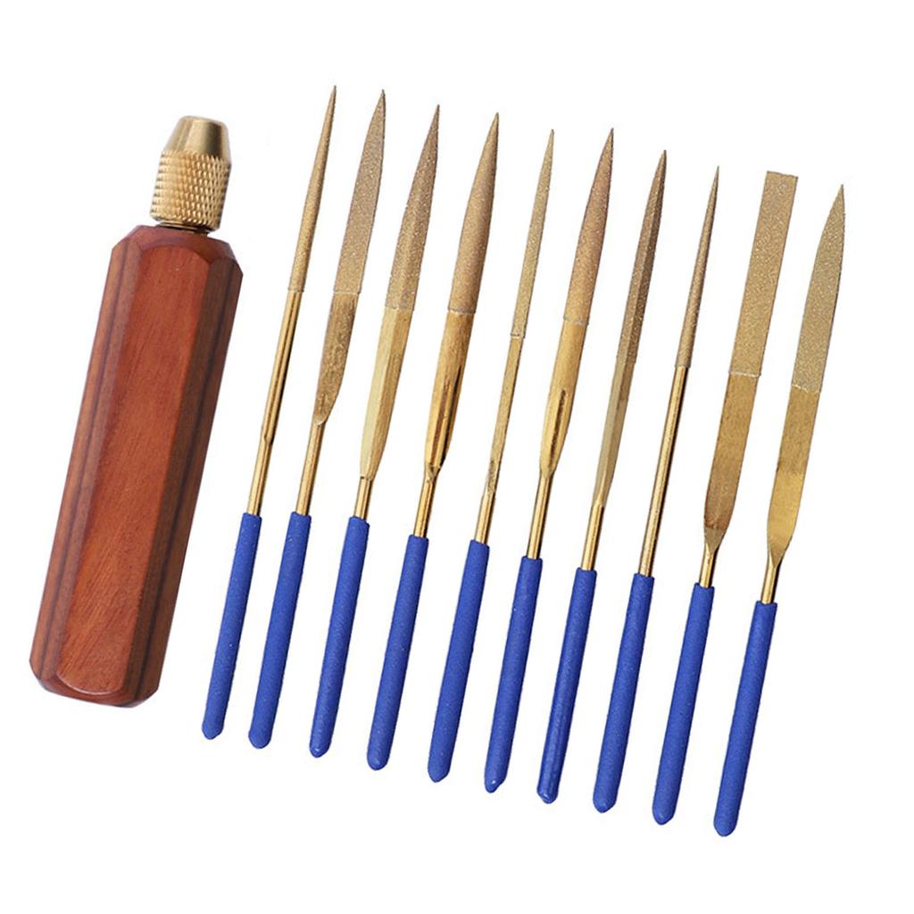 11Pcs Small File Set Alloy Jewelers Files Woodworking Metal Wood Plastic Carving Tool Rosewood Hex