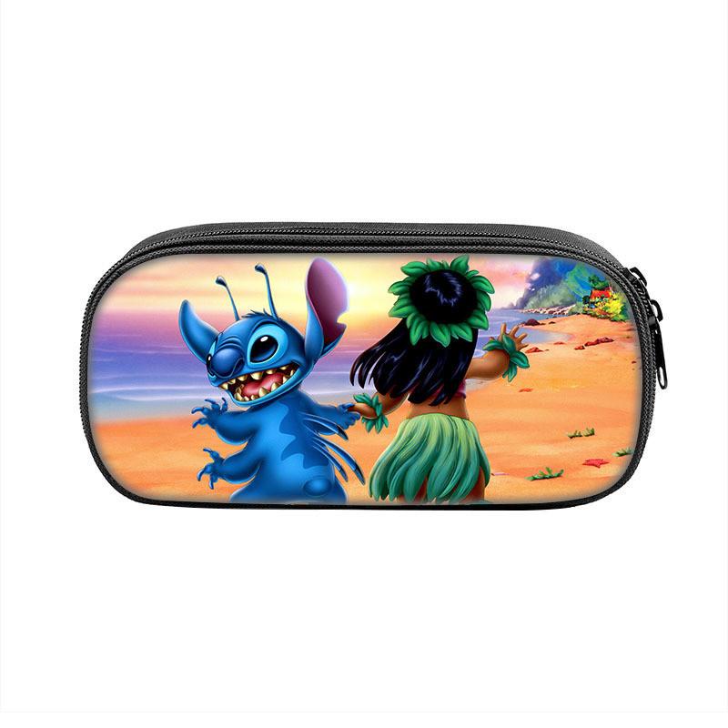 Stitched Design Pencil Case For Kids With Double Zipper And Polyester Material