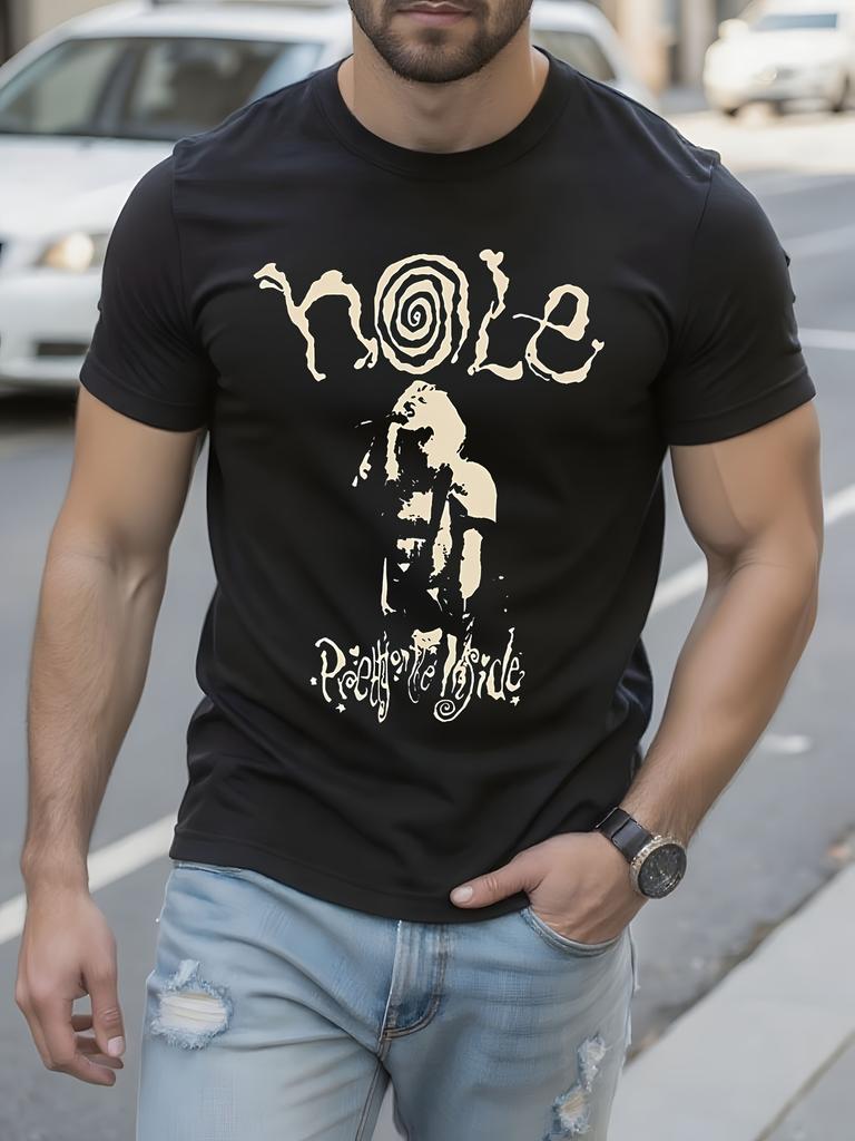 Vintage Hole Graphic Tee - Black Retro Band Shirt with Hole Design - Unisex Casual for Men & Women T-shirt