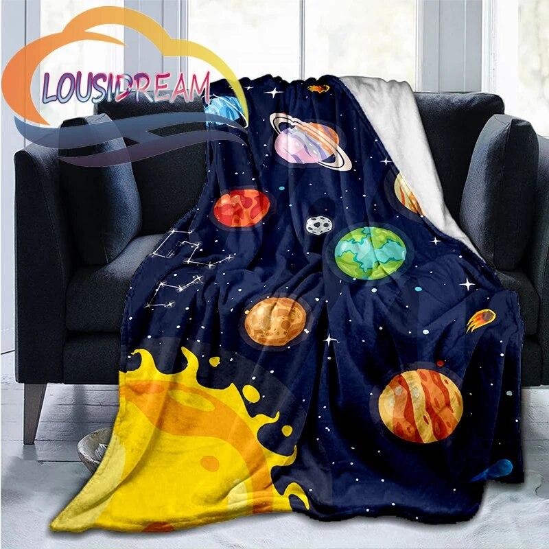 Space Universe Vector and The Sun  Many Planets In Galaxy Series Wool Blanket Cashmere  Fashion Flannel Blanke