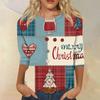 Women's Fashion Casual Round Neck Three-quarter Sleeve Christmas Print T-shirt Top