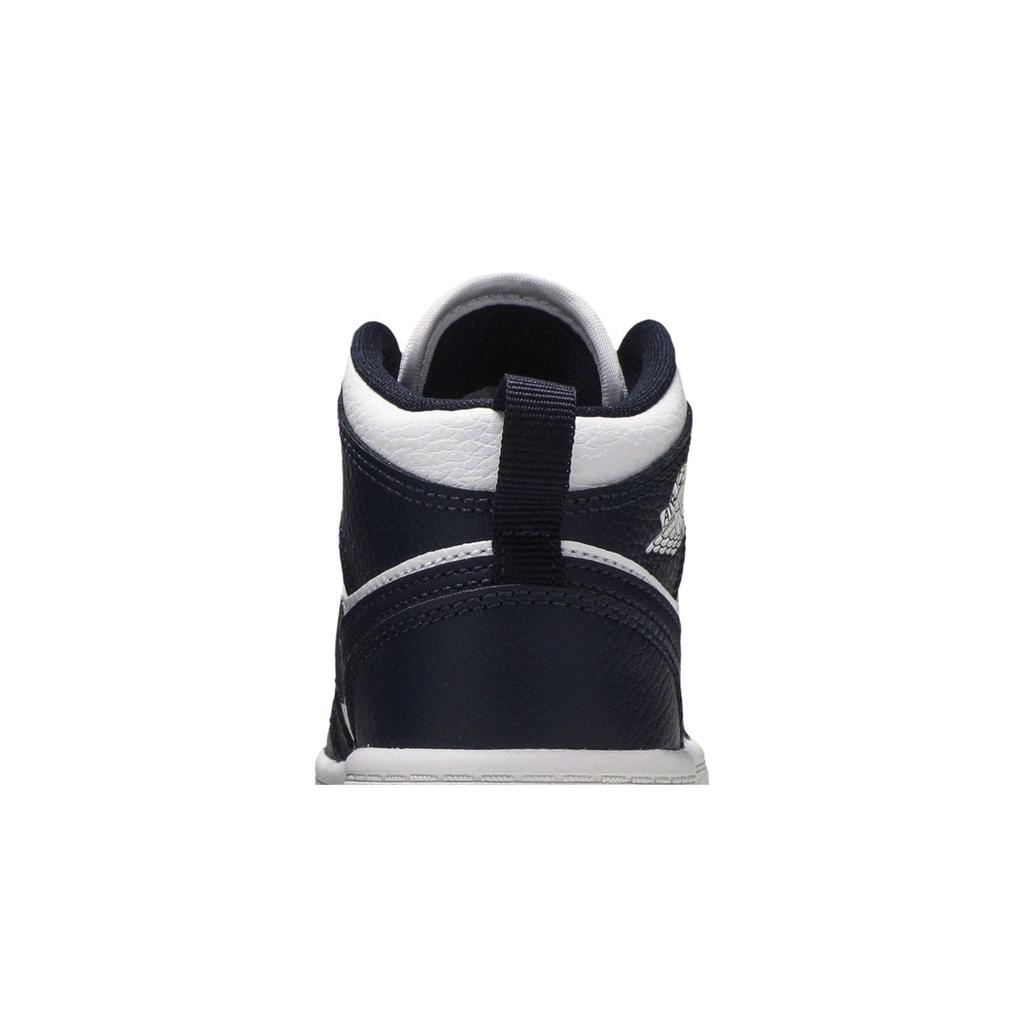 Air Jordan 1 Mid PreSchool 'Obsidian' (Unisex) White / Metallic Gold / Obsidian Kids' Basketball Shoes 640734 174
