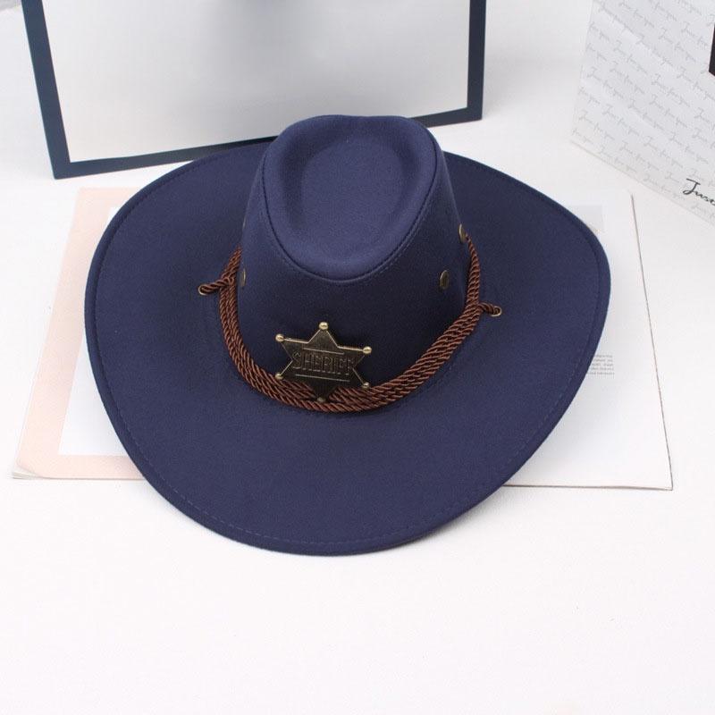 INS Unisex Moterys Vyrai Imitacija Zomša šešiakampė žvaigždė Šerifas plataus krašto apsauginis kremas nuo saulės Kepurėlė Beach Cowboy Cowgirl Vakarų kepurė