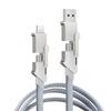 60W Multi-Port Charging Cable 4-in-1 Fast Charger IPhone Android USB-C Devices With Zinc Alloy Housing