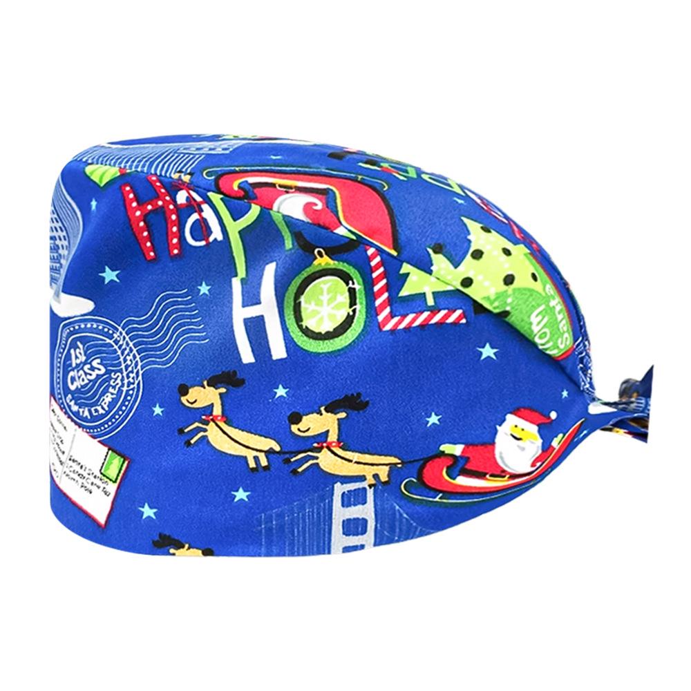 Cute Christmas Cartoon Surgical Cap - Comfortable Cotton Dustproof Head Cover for Chefs & Nurses
