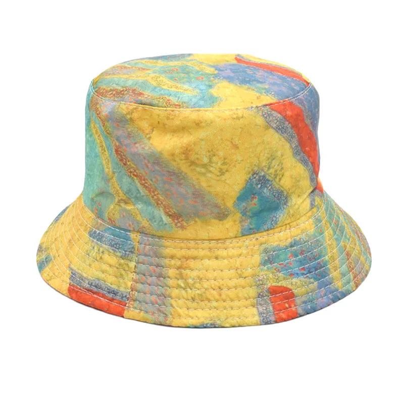 Spring and Summer Polyester Print Bucket Hat Fisherman Hat Outdoor Travel Sun Cap for Men and Women 256