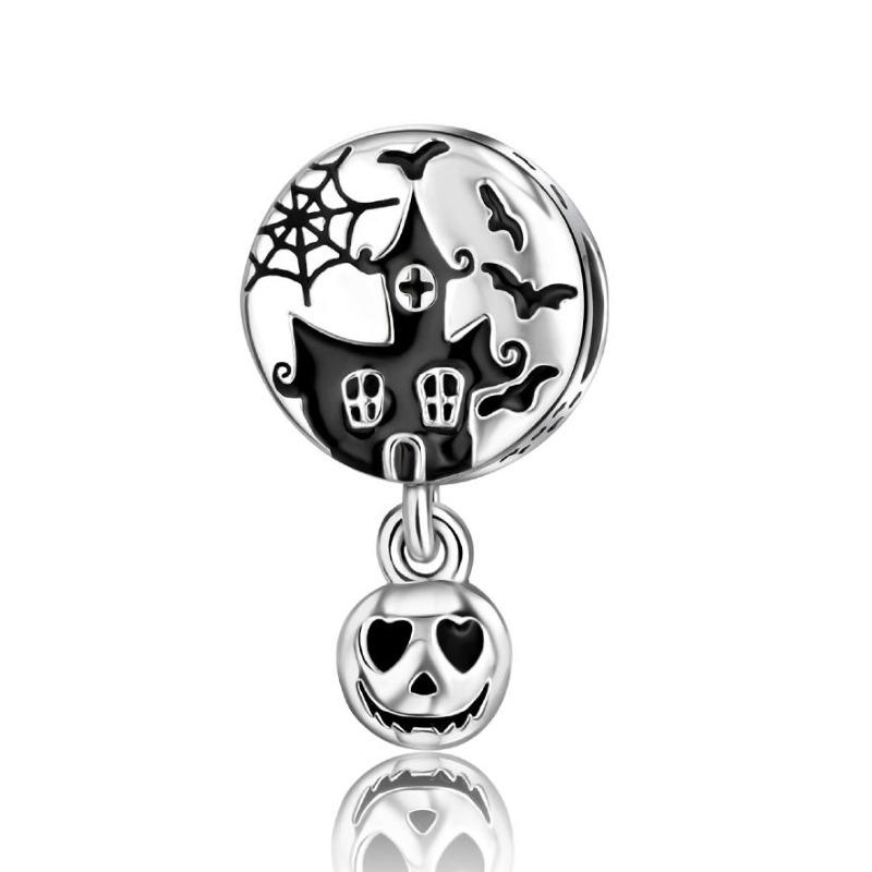 Funny Halloween Charms Copper Pumpkin Ghost Witch Magic Hat Pendant Bead Fit Original Bracelet Necklace Diy Jewelry