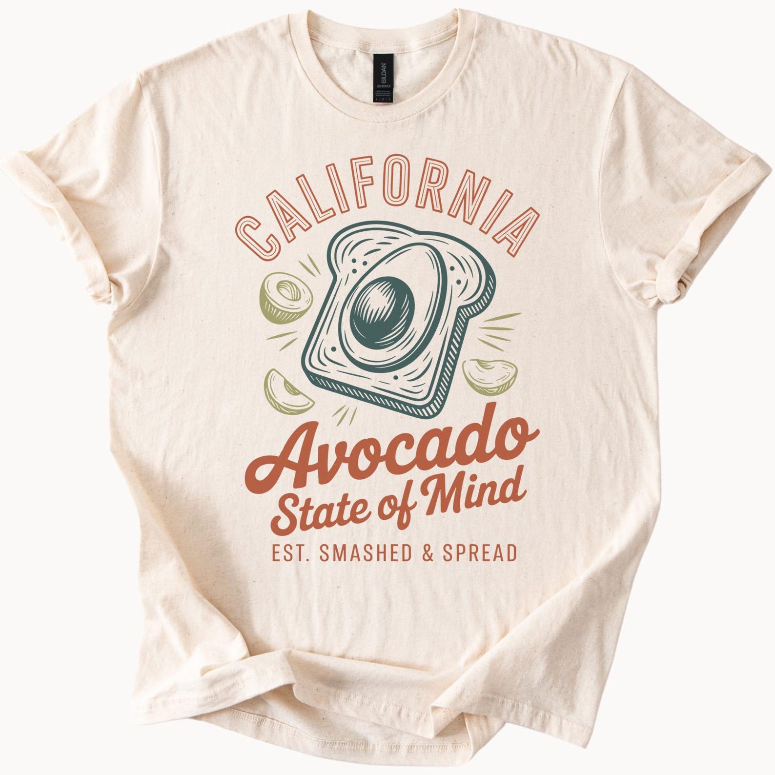 California Avocado Toast State of Mind Graphic T Shirt Smashed Spread Bread Funny Foodie Tee Trendy California Gift Shirt 150