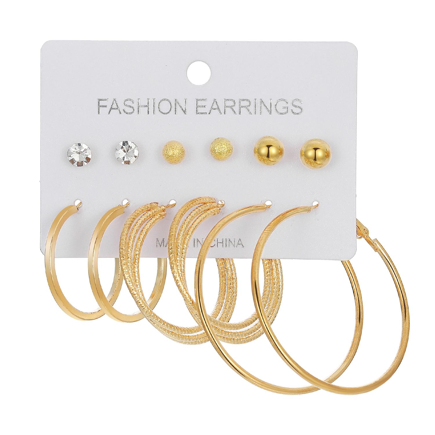 

Роскошный комплект серег с бриллиантами, 12 шт., комбинированный подарок для вечеринки, сто круглых атмосферных ювелирных изделий, женские сексуальные серьги с золотыми бусинами, аксессуары золотой