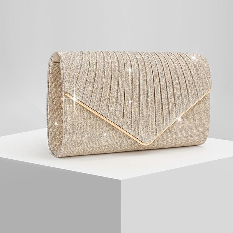New style ladies pleated shiny dinner bag evening bag banquet bag shoulder bag wedding bag