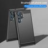For Samsung Galaxy S23 Ultra Anti-scratch Carbon Fiber Texture Phone Cover Brushed Flexible TPU Back Cover