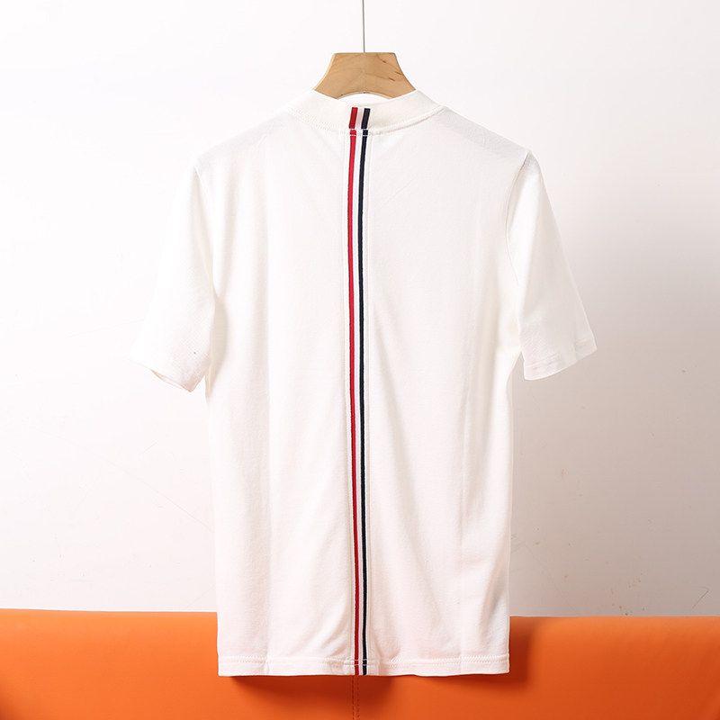 Short-Sleeved T-Shirt with Back Webbing, Unisex Couple Style, Summer Fashion Trendy Brand, Knitted Casual Round-Neck Versatile Top