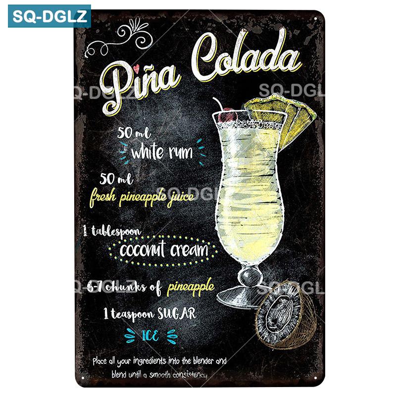 

[SQ-DGLZ] металлическая вывеска «Пина Колада», винтажные металлические таблички, декор для паба, бара, домашнего декора стен, жестяные вывески, тики плакат, подарок
