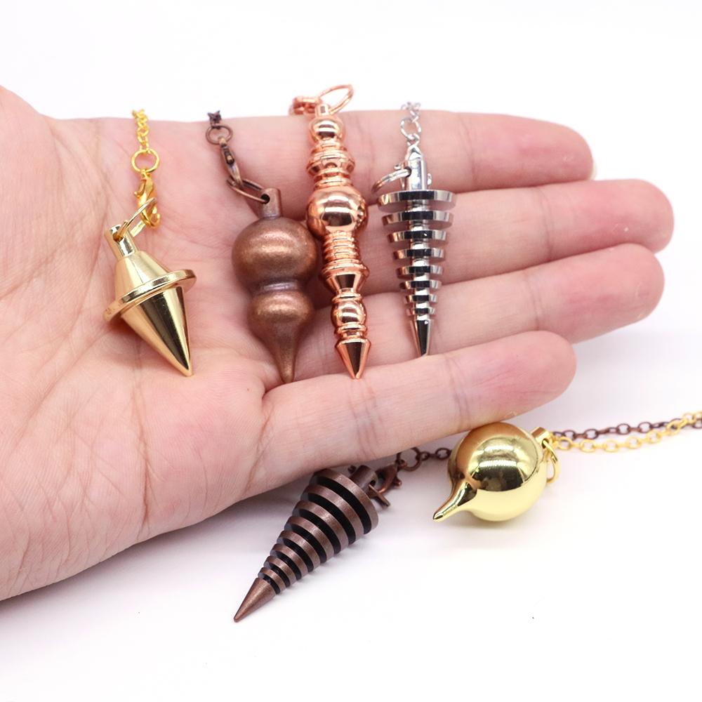 Metal Pendulum For Dowsing Divination Pendulos Spiral Cone Gold Color Copper Radiesthesia Pendulums Healing Pendule