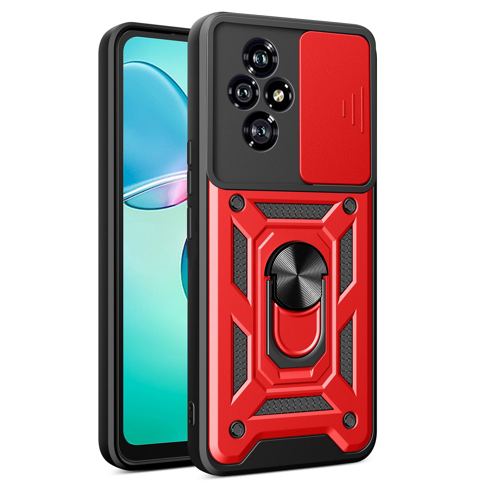 

For Honor 200 5G Case Kickstand PC+TPU Phone Cover with Slide Camera Lid Red