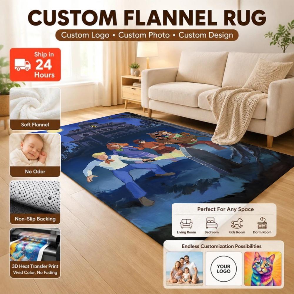 Scoobydoo Spooky Night Adventure Patterned Rug Soundproof Noisereducing Carpet For Bathroom Kitchen Home Party Decor Christmas Gift