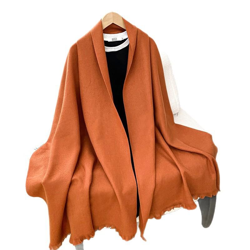 Women S Solid Color Faux Cashmere Scarf Elegant Warm Shawl