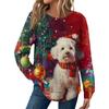 Women's Fashion Long Sleeve Christmas Loose Long Sleeve Round Neck Casual Top