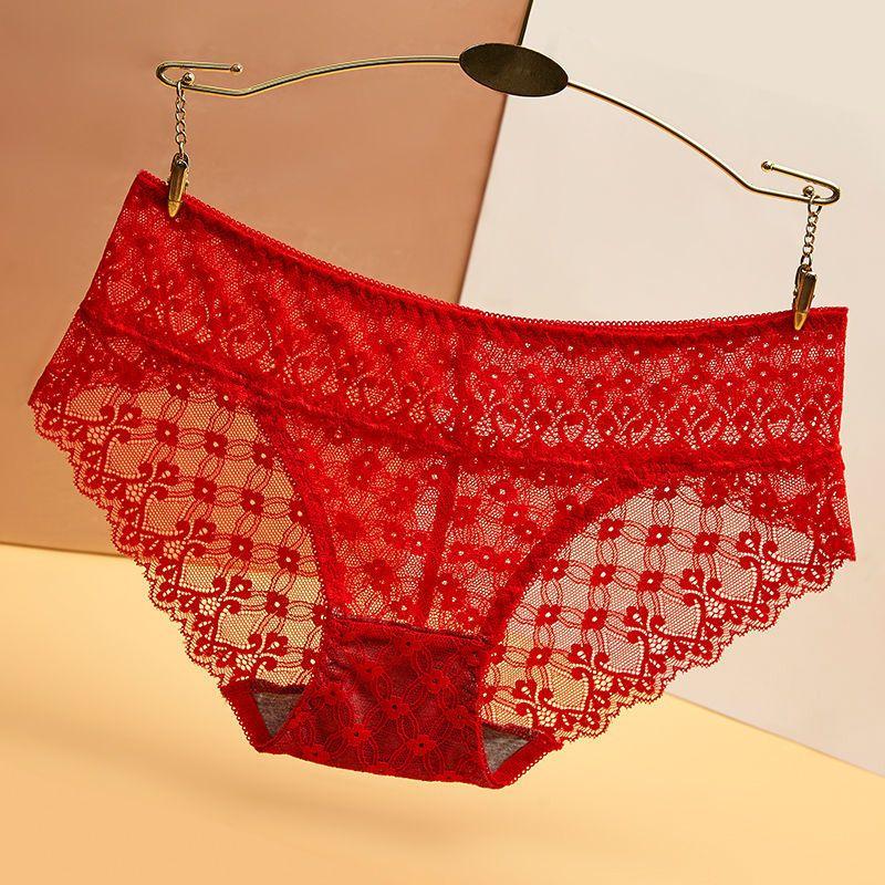 1PCS Summer Women's Underwear Female Sexy Flower Briefs Mid-Rise Seamless Underpants Pretty Lace Panties