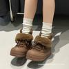 2 Winter Schneestiefel Damen Schalenkopf Muffin-Sohle Fleece Kurze Stiefel Campus Vielseitig Wolle Thermische Baumwollschuhe