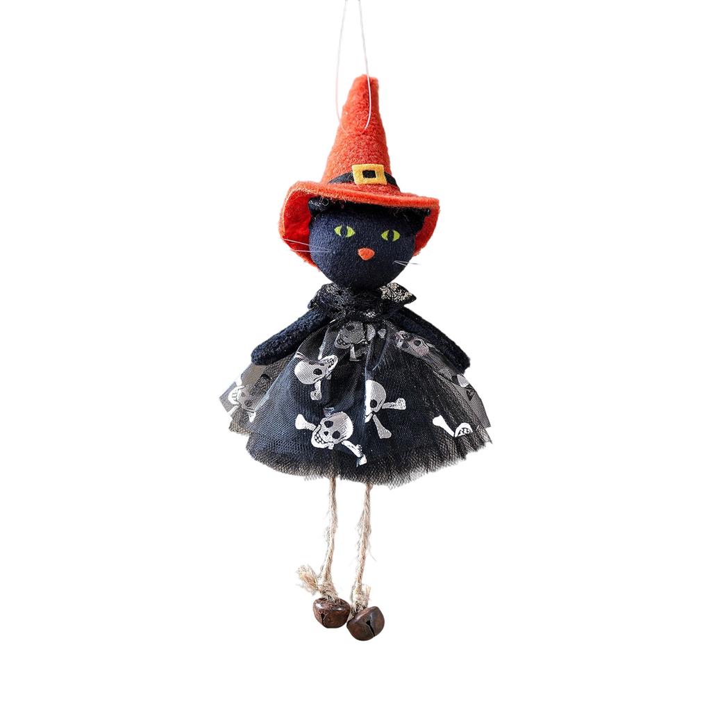 Halloweens Themed Fabric Hanging Ornament Scary Eerie Decorations Witch Black Cats Pumpkin Phantoms For Indoor Outdoor Use